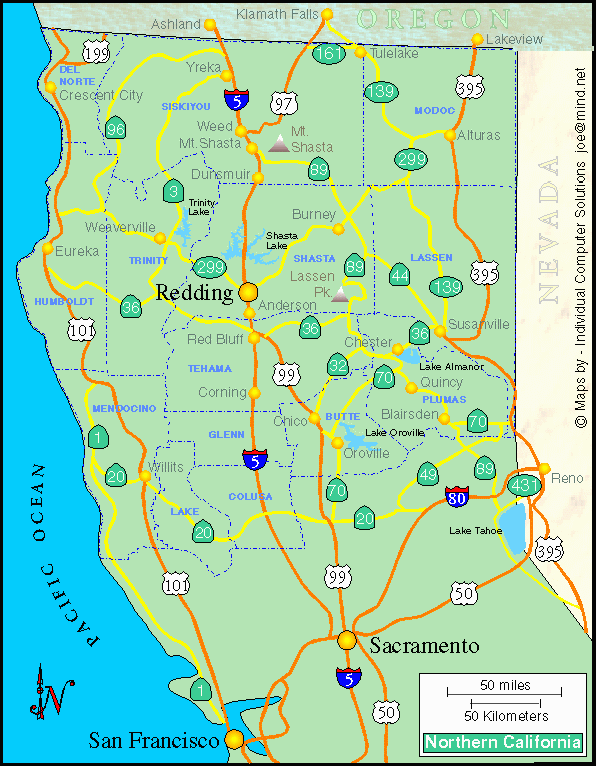 northern california map mien
